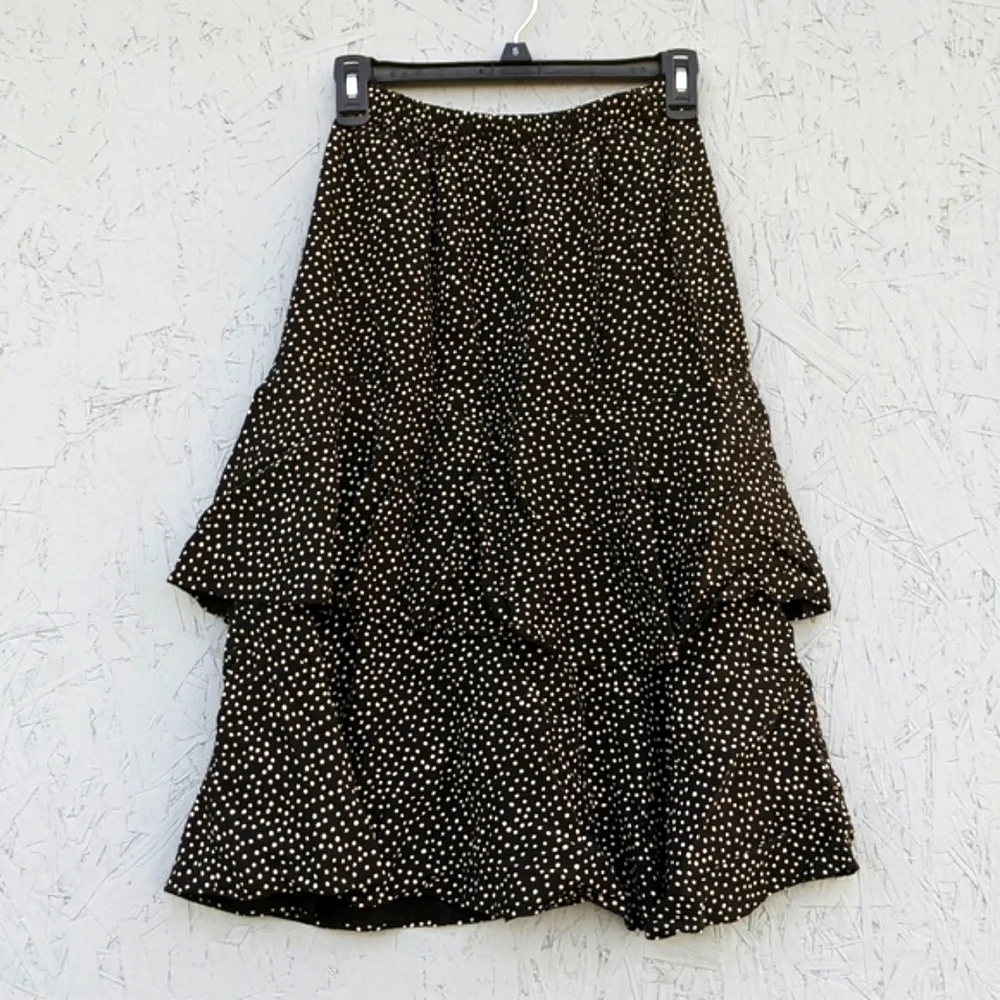 Vintage David Mitchell Black Polkadot Ruffle Skirt Blazer Suit Set Vtg 5/6 Med - Picture 5 of 16